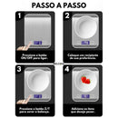 Balança de cozinha digital de alta precisão, 0,1 a 10 kg, em aço inoxidável.