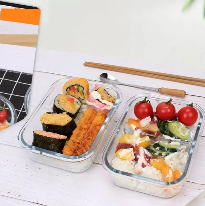 Lancheira de vidro resistente ao calor 400 ml selante retangular selante pote fit