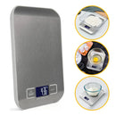 Balança de cozinha digital de alta precisão, 0,1 a 10 kg, em aço inoxidável.