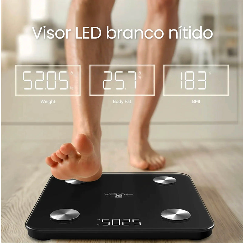 Balança Digital Inteligente Corporal com Bioimpedância LED, 28cm, 180kg com aplicativo multifunção