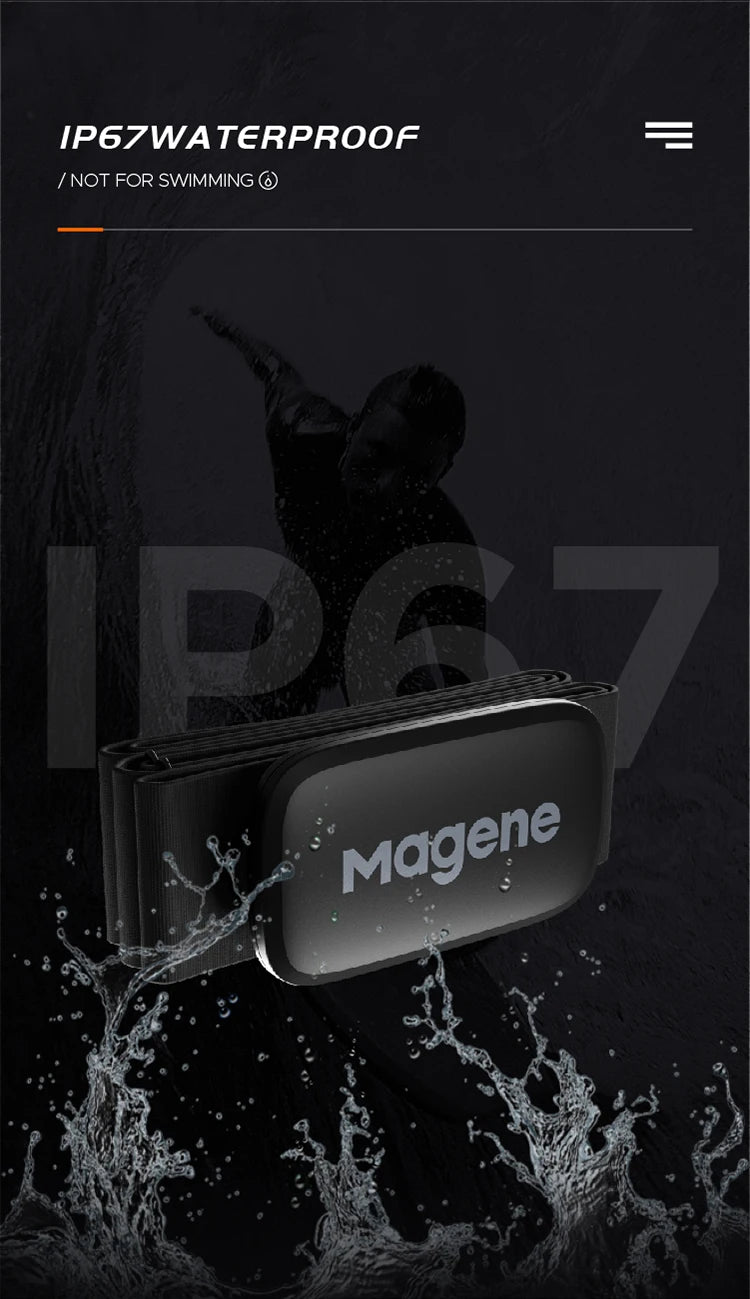 Sensor de frequência cardíaca Magene Mover H64 Dual Mode ANT Bluetooth