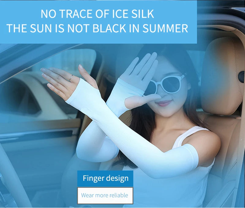 mangas de proteção solar UV para ciclismo, luvas longas sem dedos para treinno corrida caminhada