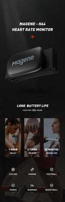 Sensor de frequência cardíaca Magene Mover H64 Dual Mode ANT Bluetooth
