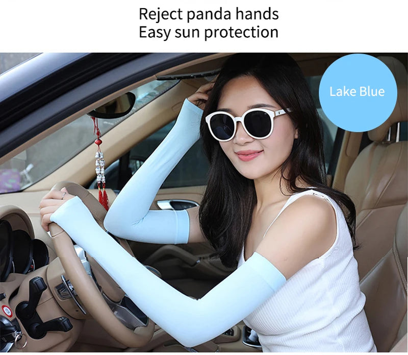 mangas de proteção solar UV para ciclismo, luvas longas sem dedos para treinno corrida caminhada