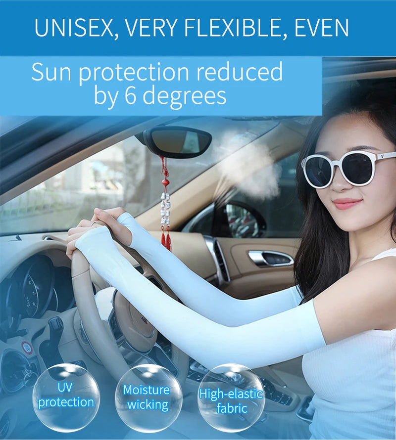 mangas de proteção solar UV para ciclismo, luvas longas sem dedos para treinno corrida caminhada