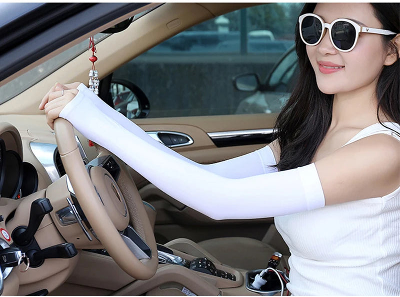 mangas de proteção solar UV para ciclismo, luvas longas sem dedos para treinno corrida caminhada