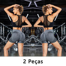 Short esportivo feminino 2 peças treino/yoga/corrida
