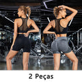 Short esportivo feminino 2 peças treino/yoga/corrida