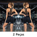 Short esportivo feminino 2 peças treino/yoga/corrida