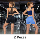 Short esportivo feminino 2 peças treino/yoga/corrida