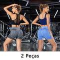 Short esportivo feminino 2 peças treino/yoga/corrida