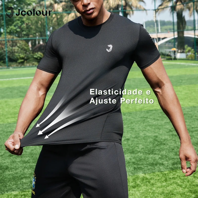 Camiseta esportiva masculina, camiseta respirável e elástica