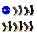 Kit 5 pares meias esportivas antitranspirante/antiderrapante alta performance