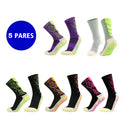 Kit 5 pares meias esportivas antitranspirante/antiderrapante alta performance