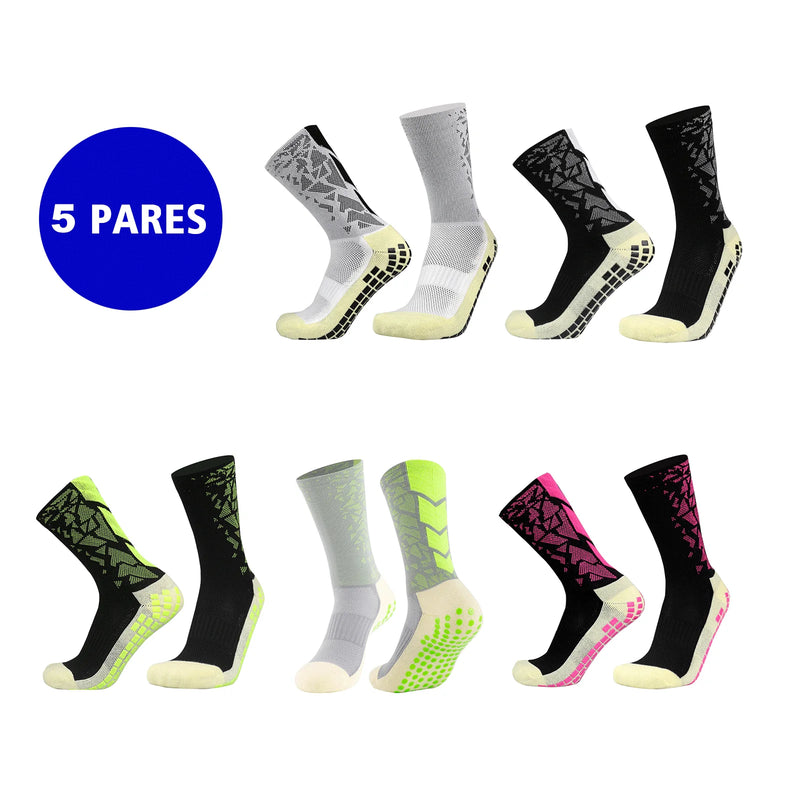 Kit 5 pares meias esportivas antitranspirante/antiderrapante alta performance
